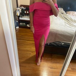NBD / revolve maxi off shoulder pink dress